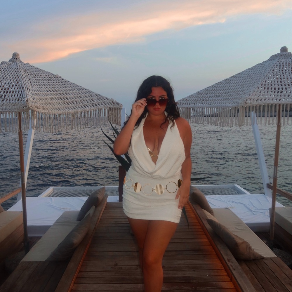 White Halter Mini Dress